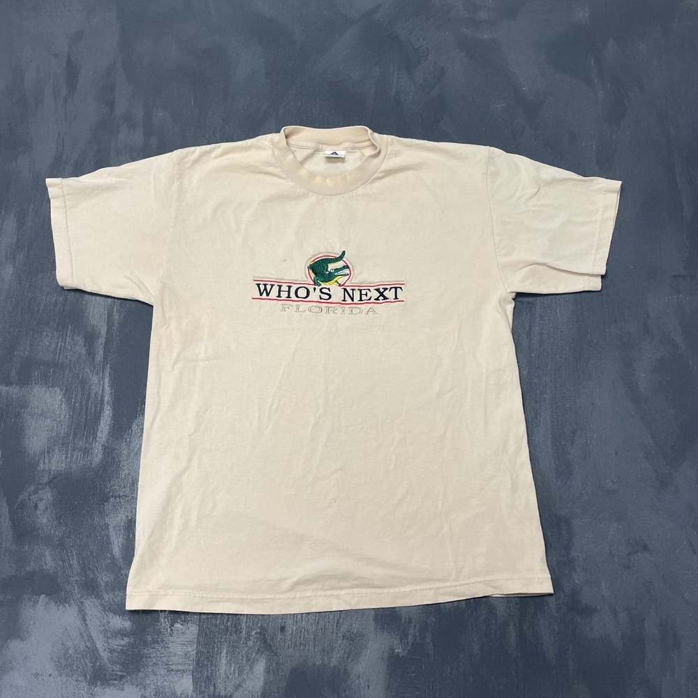 Vintage FLorida Whos‎ Next shirt mens Large brown 1990s Alligator